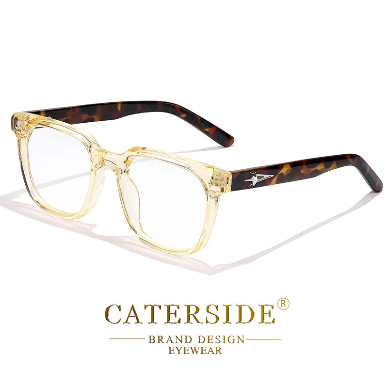 CATERSIDE Anti Blue Light Glasses Men Brand Design TR90 Square Frames Eyewear Women Business Minimalist Fashion Transparent Lens