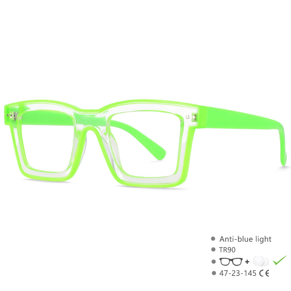55599 New Fashion Men Brand Designer Glasses for Ladies Anti Blue Retro Square Punk Frame Clear Computer Purple Eyeglasses