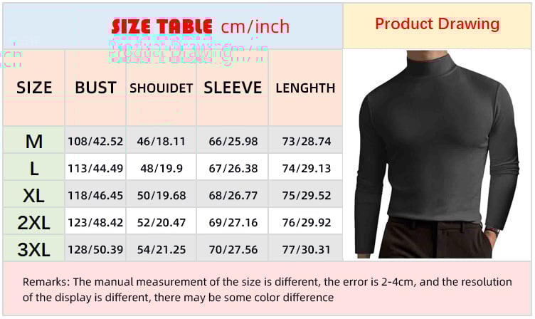 Men's High Neck Slim Fit Long Sleeve T-shirt turtleneck for men slim elastic thin pullover