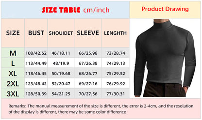 Men's High Neck Slim Fit Long Sleeve T-shirt turtleneck for men slim elastic thin pullover