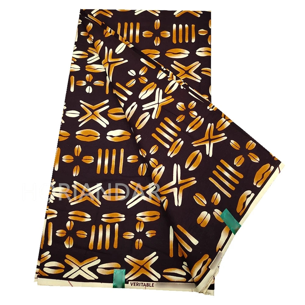 Veritable Guaranteed Dutch Hollandais Quality Prints Pagne African Fabric Dress Real Wax 100% Cotton 6 Yards