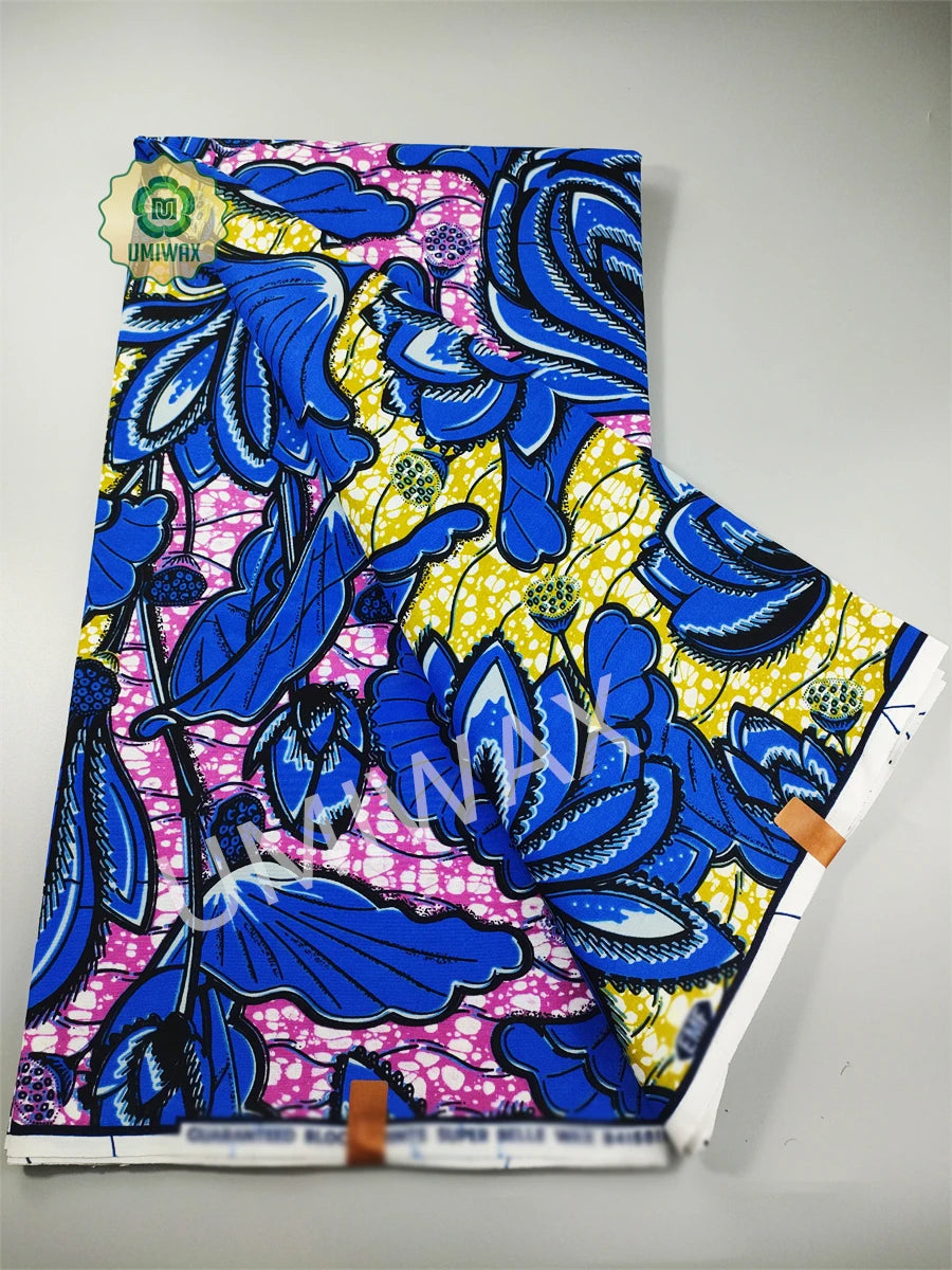 2025 Newest Ankara Real Wax Fabric Guaranteed Veritable African Wax Print Pagne Fabric 100% Cotton 6 Yards Ghana Style Dresses