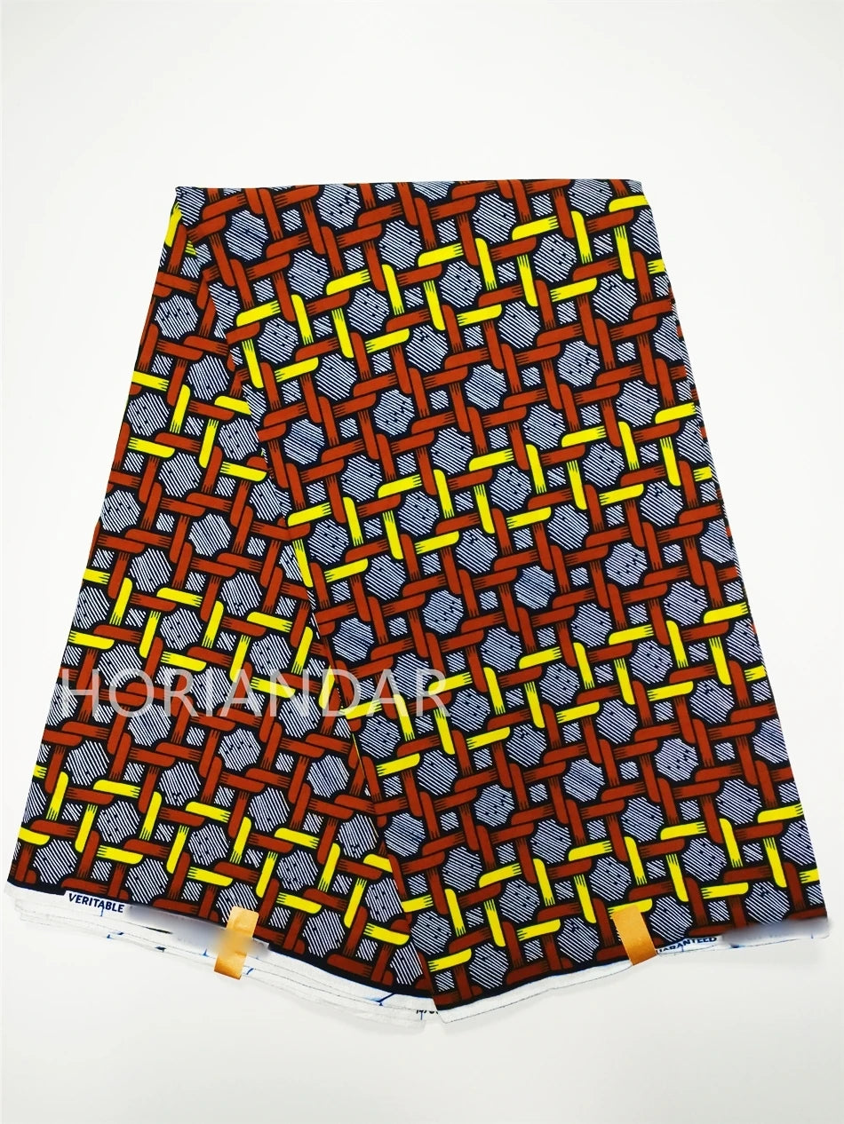 Veritable Guaranteed Dutch Hollandais Quality Prints Pagne African Fabric Dress Real Wax 100% Cotton 6 Yards
