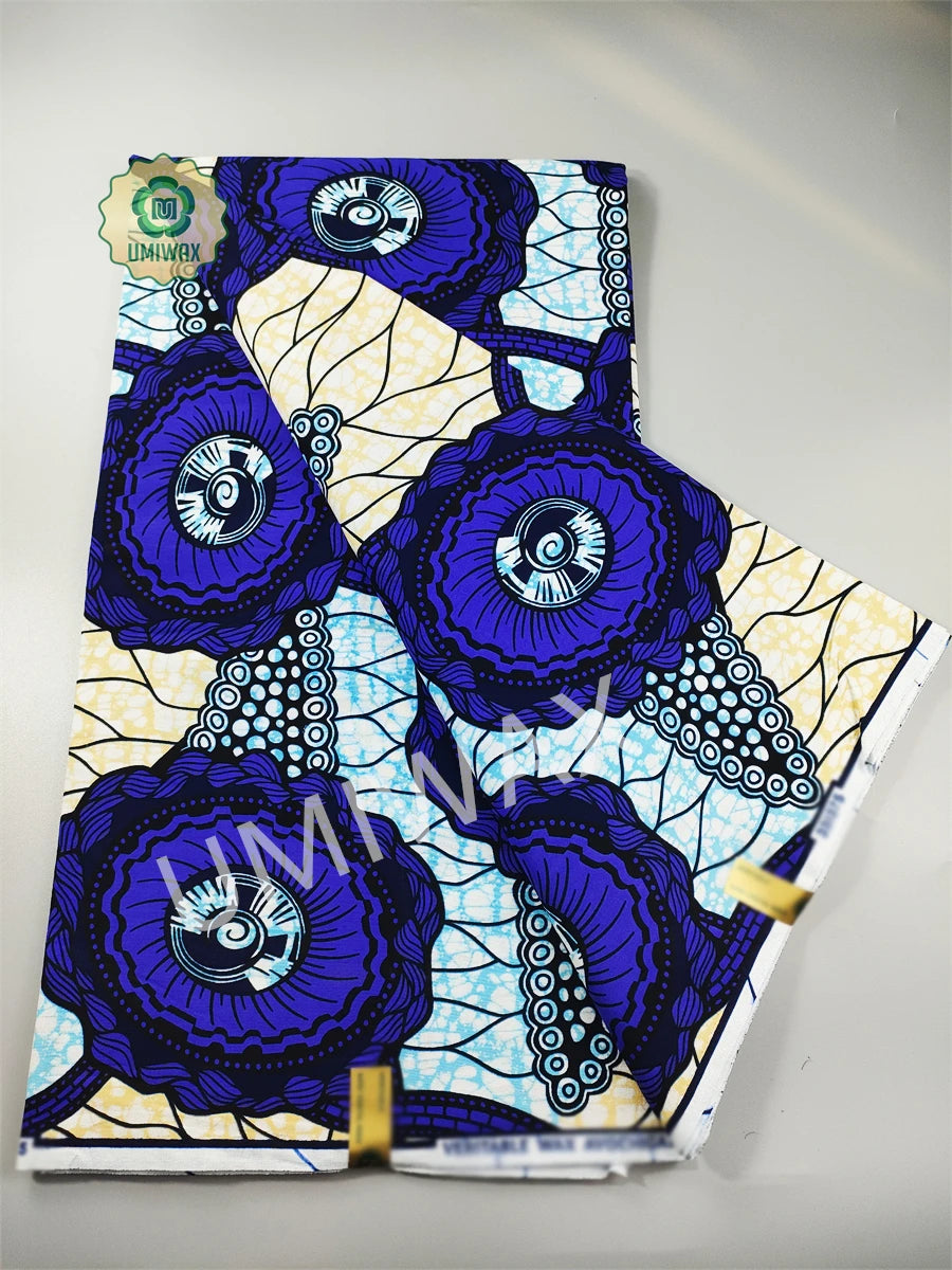 2025 Newest Ankara Real Wax Fabric Guaranteed Veritable African Wax Print Pagne Fabric 100% Cotton 6 Yards Ghana Style Dresses