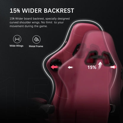 GTPLAYER Gaming Chair Adjustable Ergonomic Faux Leather Swiveling PC & Racing Game Chair with Built-in Speakers,Footrest