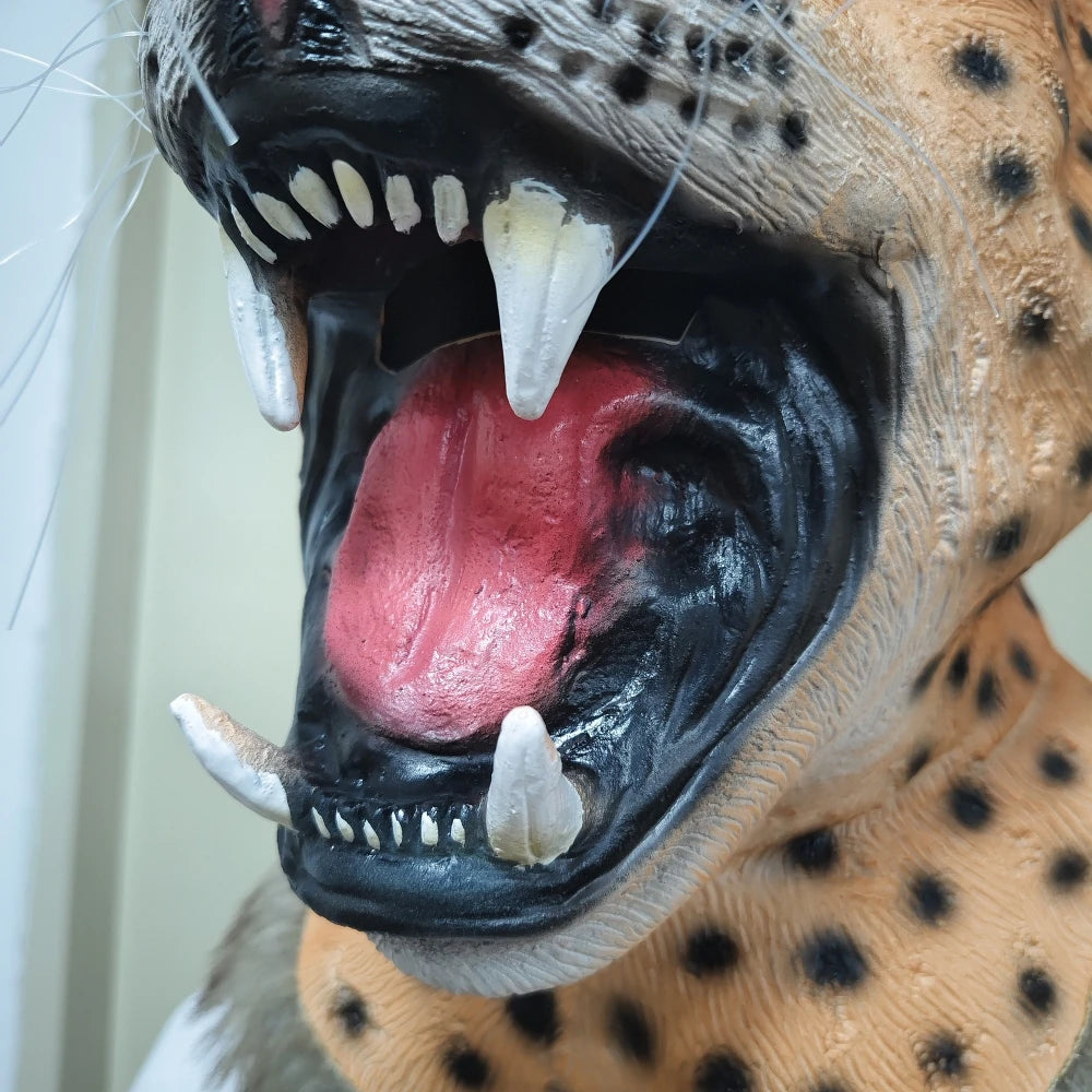 Funny Animal Latex Mask Leopard Full Headband Neck Halloween Cosplay Party Animal Carnival Costume Prop Panther Tiger Head Cover