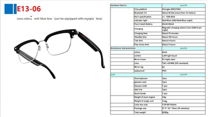 LIFEBEE E13 2024 Bluetooth Smart Glasses with Wireless Bluetooth Auto-Adjustment, IP65 Waterproof and Remote Control Camera