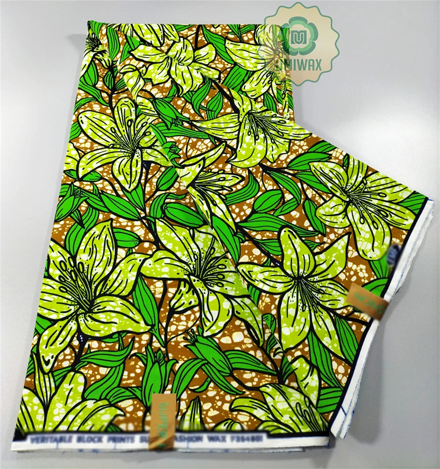 2025 Newest Ankara Real Wax Fabric Guaranteed Veritable African Wax Print Pagne Fabric 100% Cotton 6 Yards Ghana Style Dresses