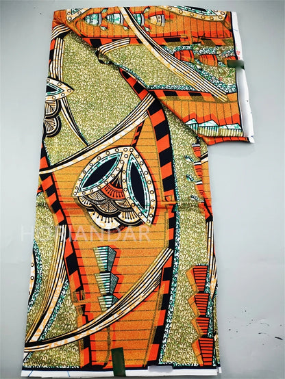 Veritable Super-V Original Hollandais Guaranteed African Grand Super Block Print Split Yardage Fabric 100% Cotton