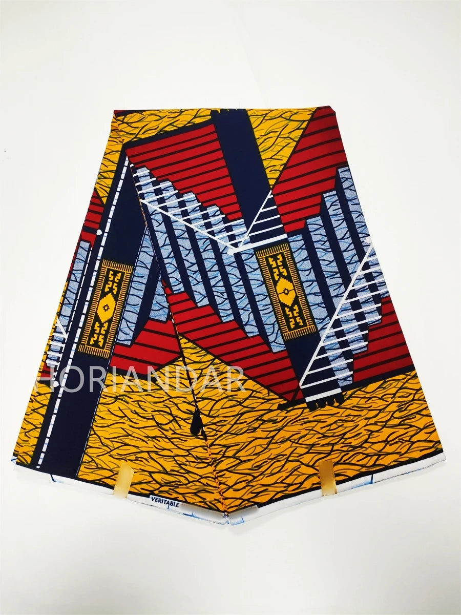 Veritable Guaranteed Dutch Hollandais Quality Prints Pagne African Fabric Dress Real Wax 100% Cotton 6 Yards