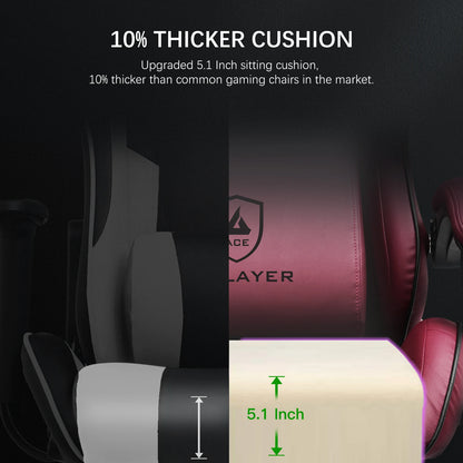 GTPLAYER Gaming Chair Adjustable Ergonomic Faux Leather Swiveling PC & Racing Game Chair with Built-in Speakers,Footrest