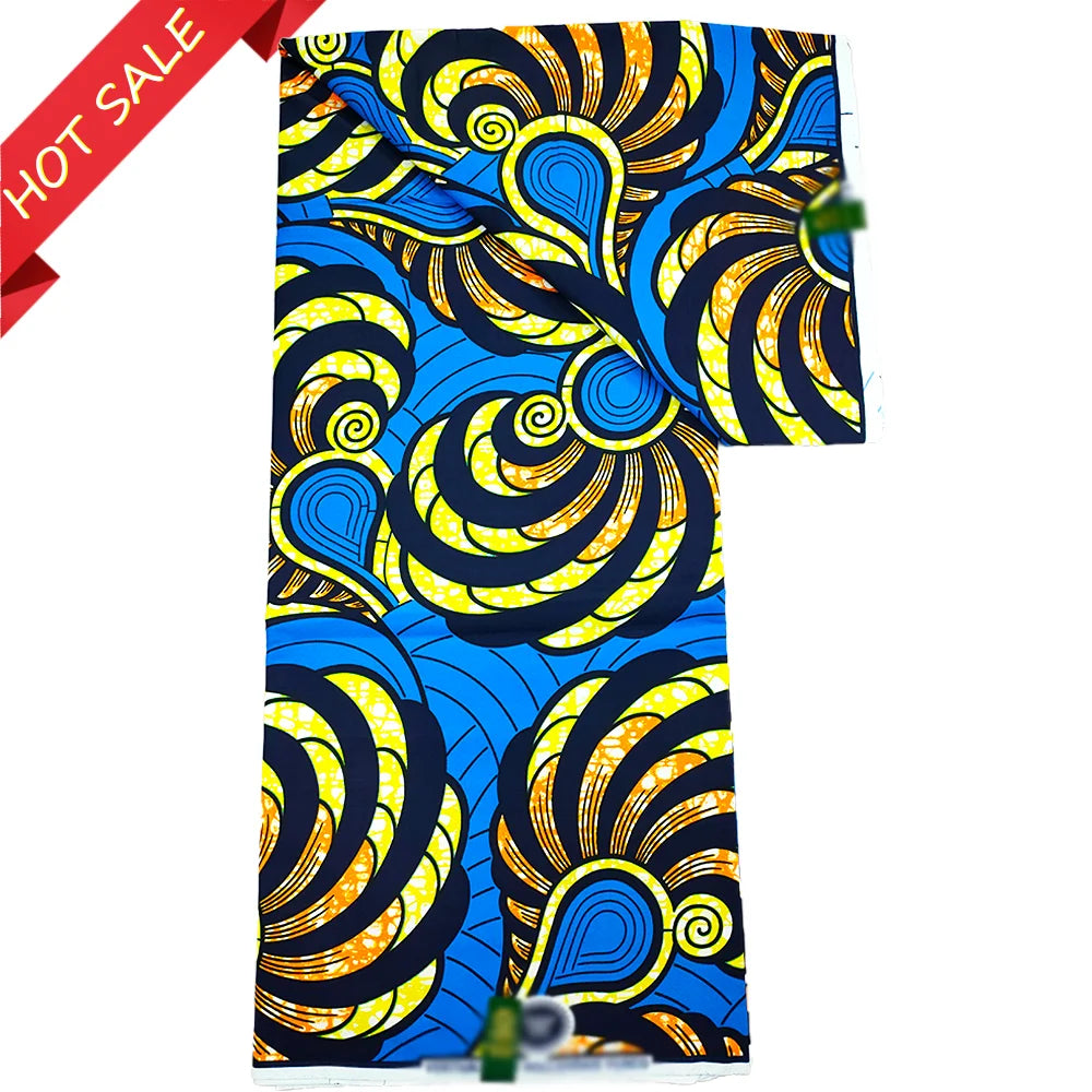 Veritable Super-V Original Hollandais Guaranteed African Grand Super Block Print Split Yardage Fabric 100% Cotton