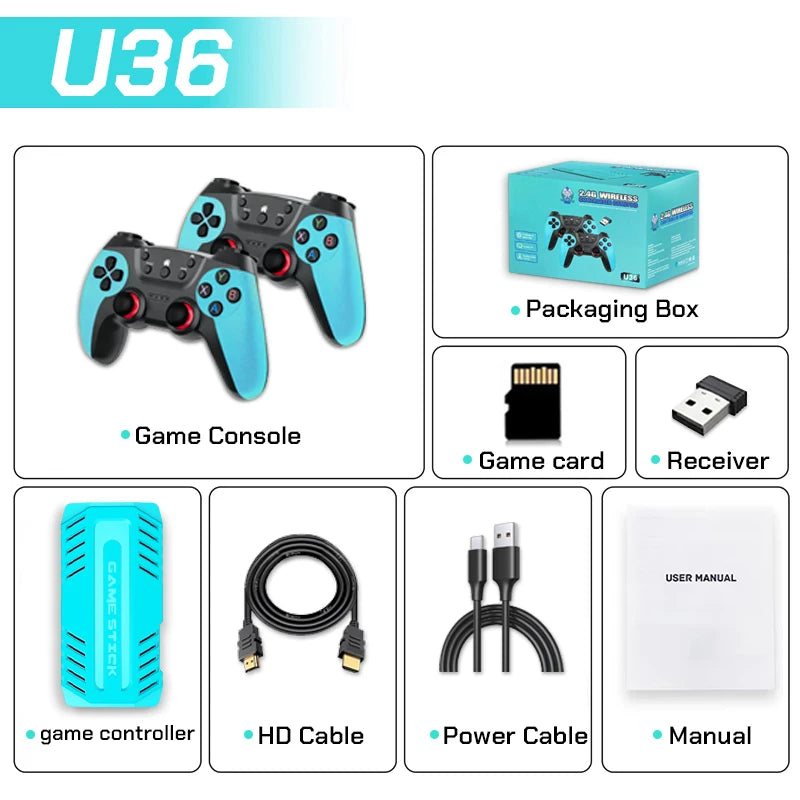 2026 New 128G X10 PRO GameStick 4K Video Game Console 3D Games Built-In 50K Games 40+ Emulators Retro Games Dual 2.4G Controller