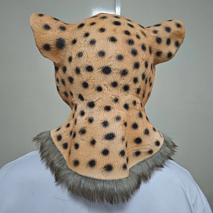 Funny Animal Latex Mask Leopard Full Headband Neck Halloween Cosplay Party Animal Carnival Costume Prop Panther Tiger Head Cover