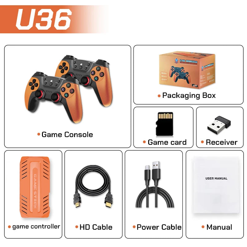 2026 New 128G X10 PRO GameStick 4K Video Game Console 3D Games Built-In 50K Games 40+ Emulators Retro Games Dual 2.4G Controller