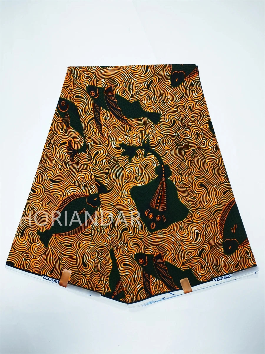 Veritable Guaranteed Dutch Hollandais Quality Prints Pagne African Fabric Dress Real Wax 100% Cotton 6 Yards