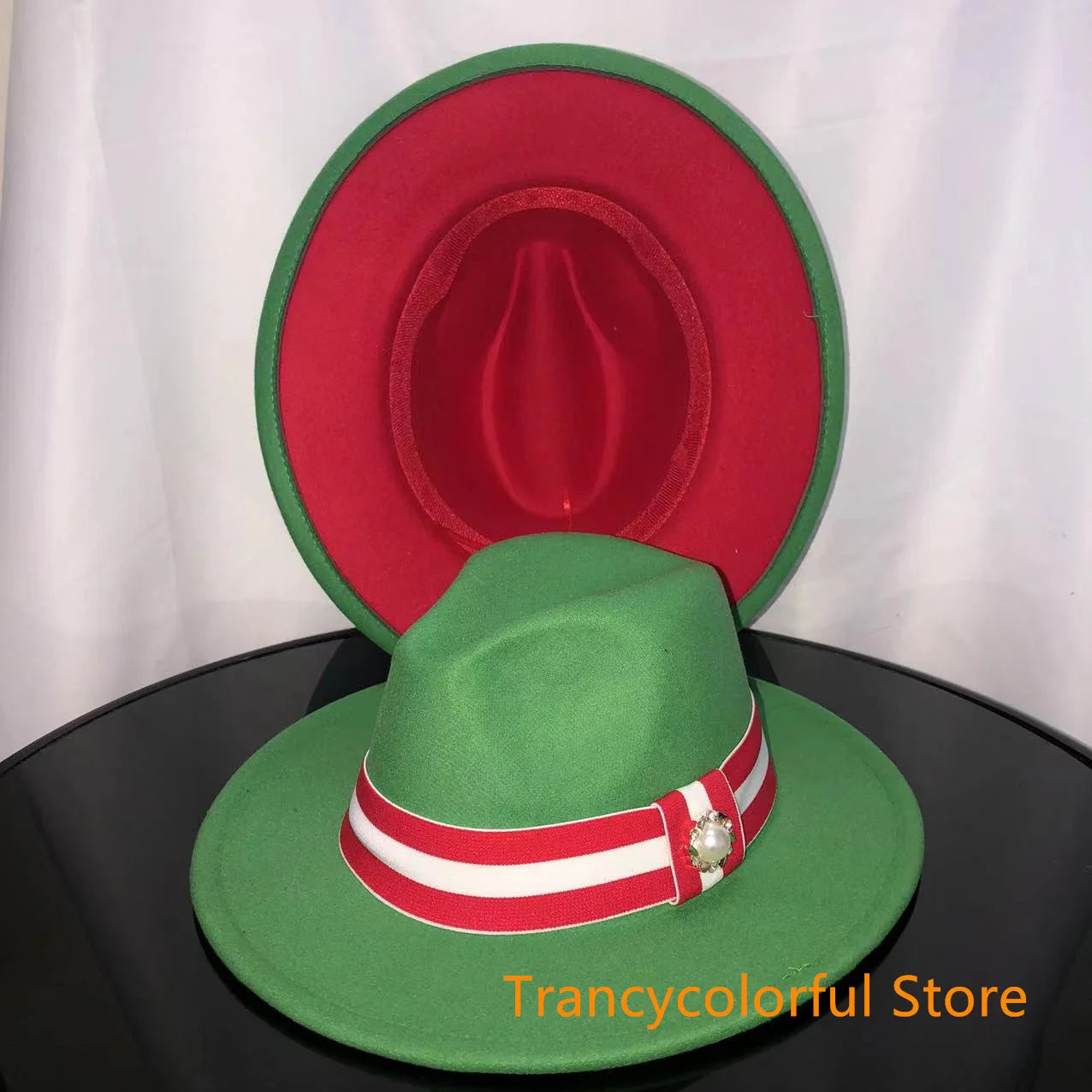 Fedora hat men and women jazz hat stretch ribbon accessories white top hat church men's winter