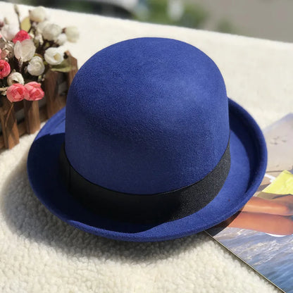 men hats feather men fedoras lady woolen felt church hat unisex  bowknot  jazz hat for men and women