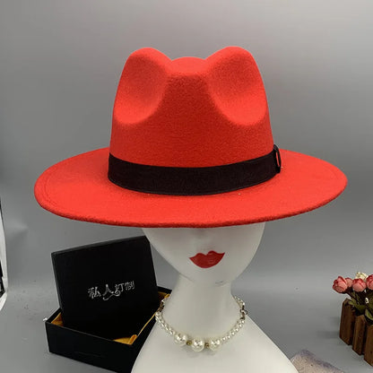 men hats feather men fedoras lady woolen felt church hat unisex  bowknot  jazz hat for men and women