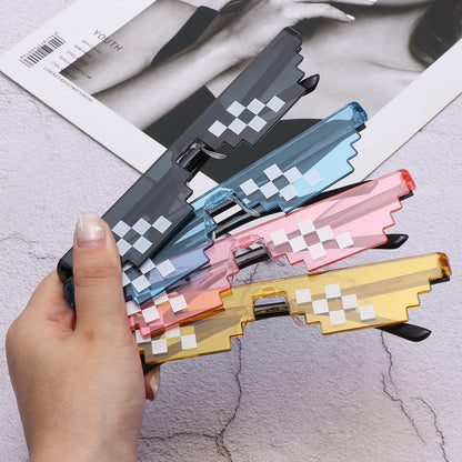 NEW Design Funny Mosaic Sunglasses Thug Life Sun Glasses Pixel Black Retro Gamer Robot Sunglasses Birthday Party Cosplay Favors Mask