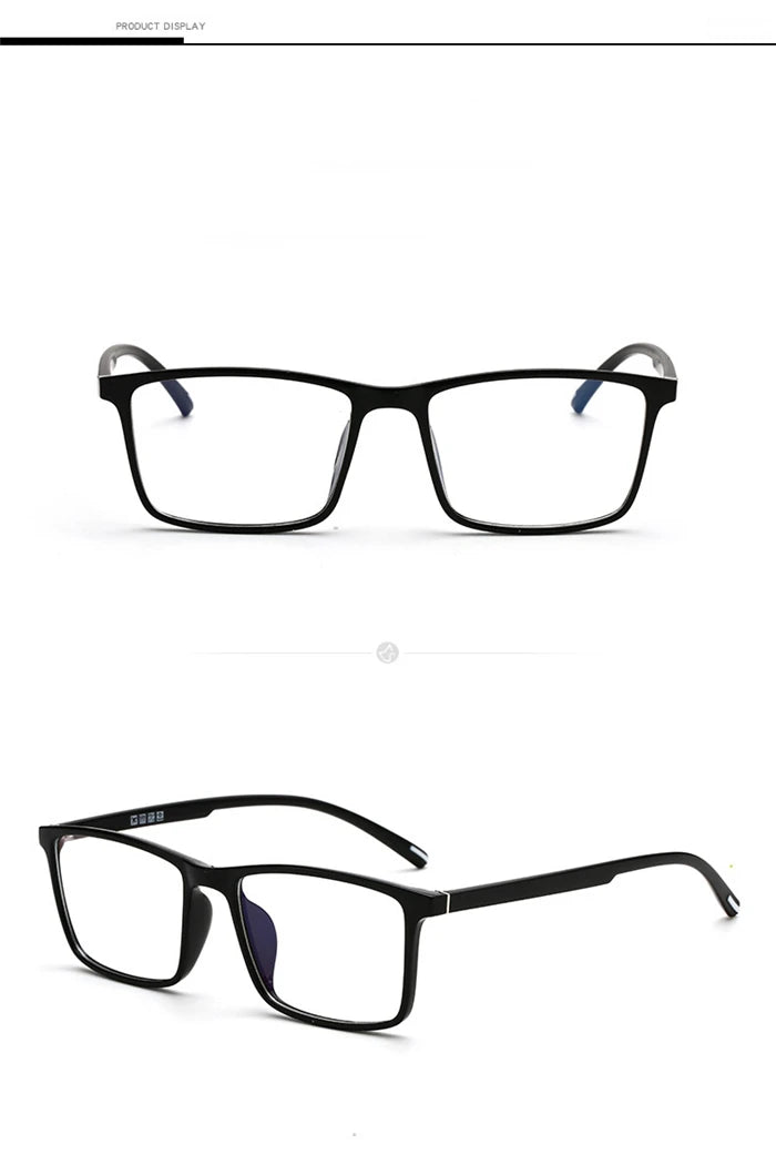 0 -0.5 -0.75 -1.0 To -6.0 Minus Degree TR90 Square Prescription Eyeglasses Women Men Ultralight Business Computer Optical Glasse