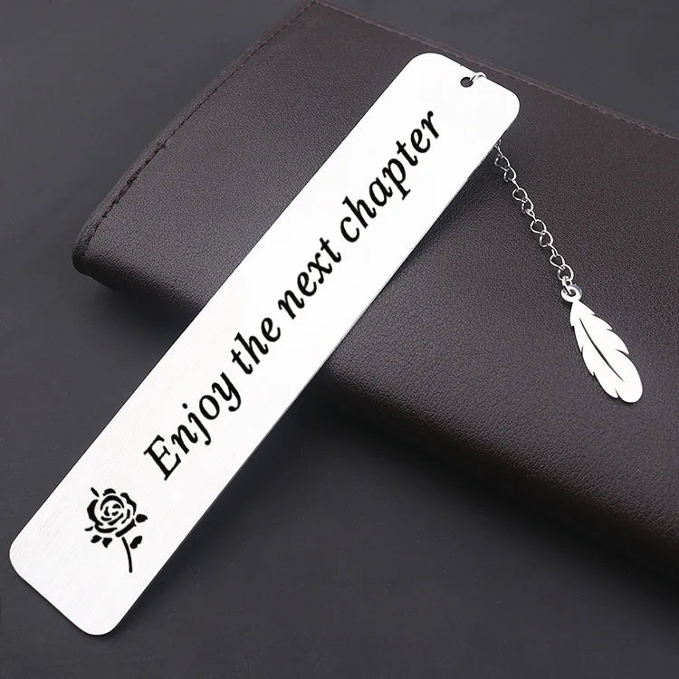 Stainless Steel Metal Leaf Pendant Bookmark Student Teacher Engraved Gift Reading Bookmark School Supplies Teacher's Day Gift