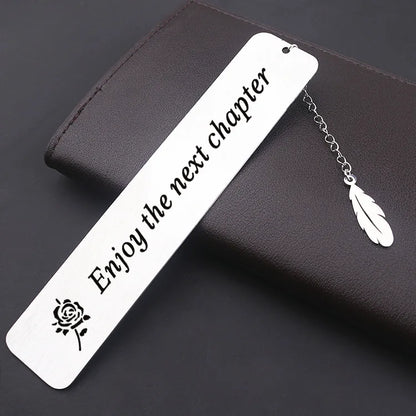 Stainless Steel Metal Leaf Pendant Bookmark Student Teacher Engraved Gift Reading Bookmark School Supplies Teacher's Day Gift