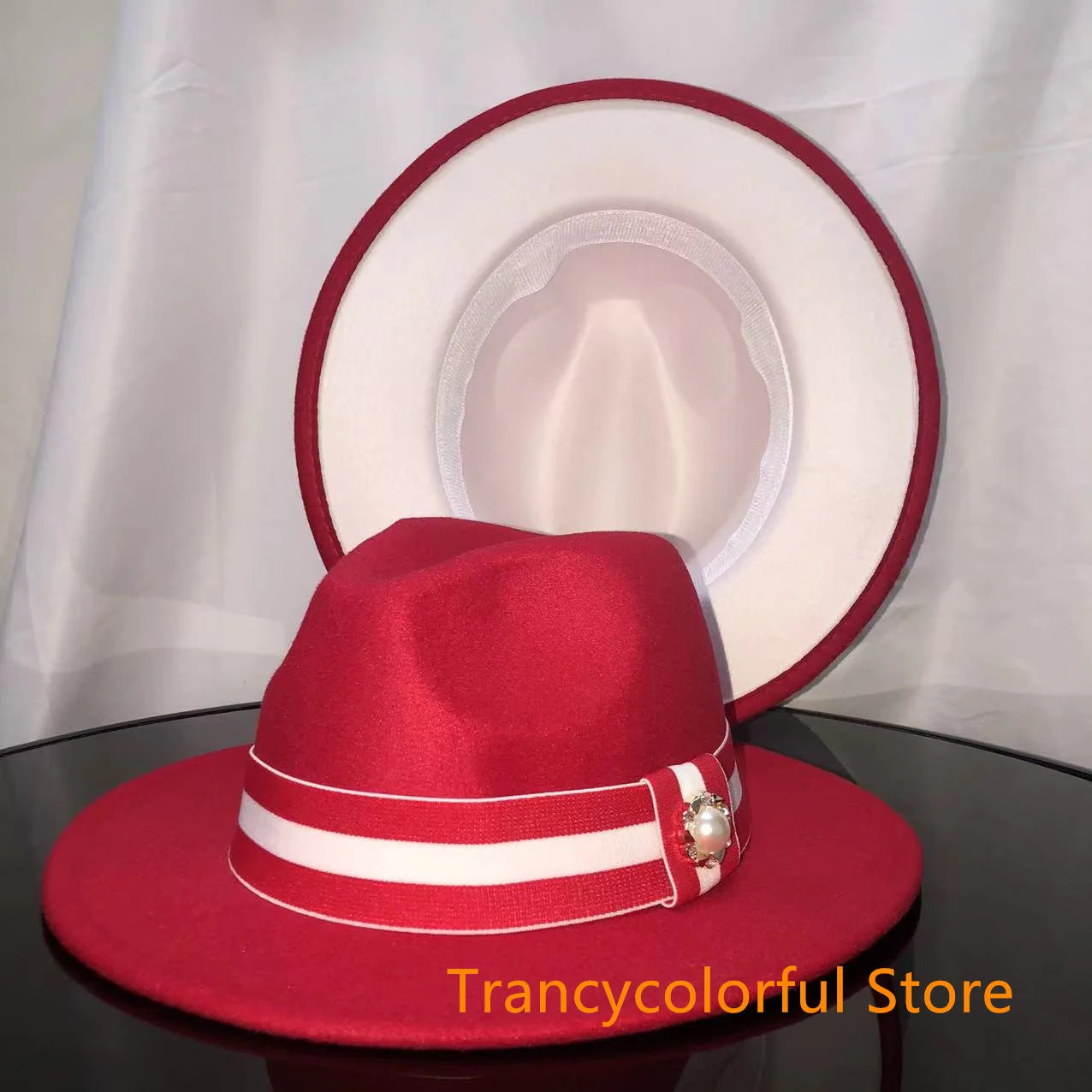 Fedora hat men and women jazz hat stretch ribbon accessories white top hat church men's winter