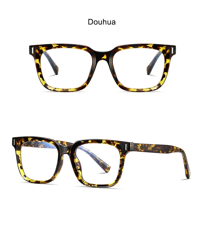 Square Transparent Gray Reading Glasses Men Fashion Computer Eyeglasses Women Blue Light Blocking Optics Presbyopic Glasses