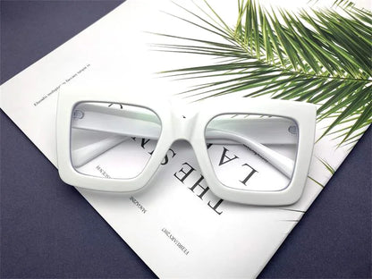 Farsightedness Glasses Transparent Computer Anti Blue Light Reading Glasses Men Women Two Tone Big Square Eyeglasses Frame Retro