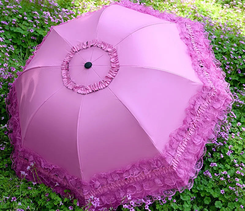 Lace Folding Umbrella Fashion UV Protection Parasol Princess Rain Umbrella Ultra Light Sun Umbrella Women
