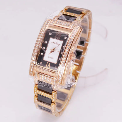 SALE!!! Discount Melissa Crystal Rhinestones Lady Women's Watch Japan Mov't Fashion Hours Ceramic Bracelet Girl's Gift Box