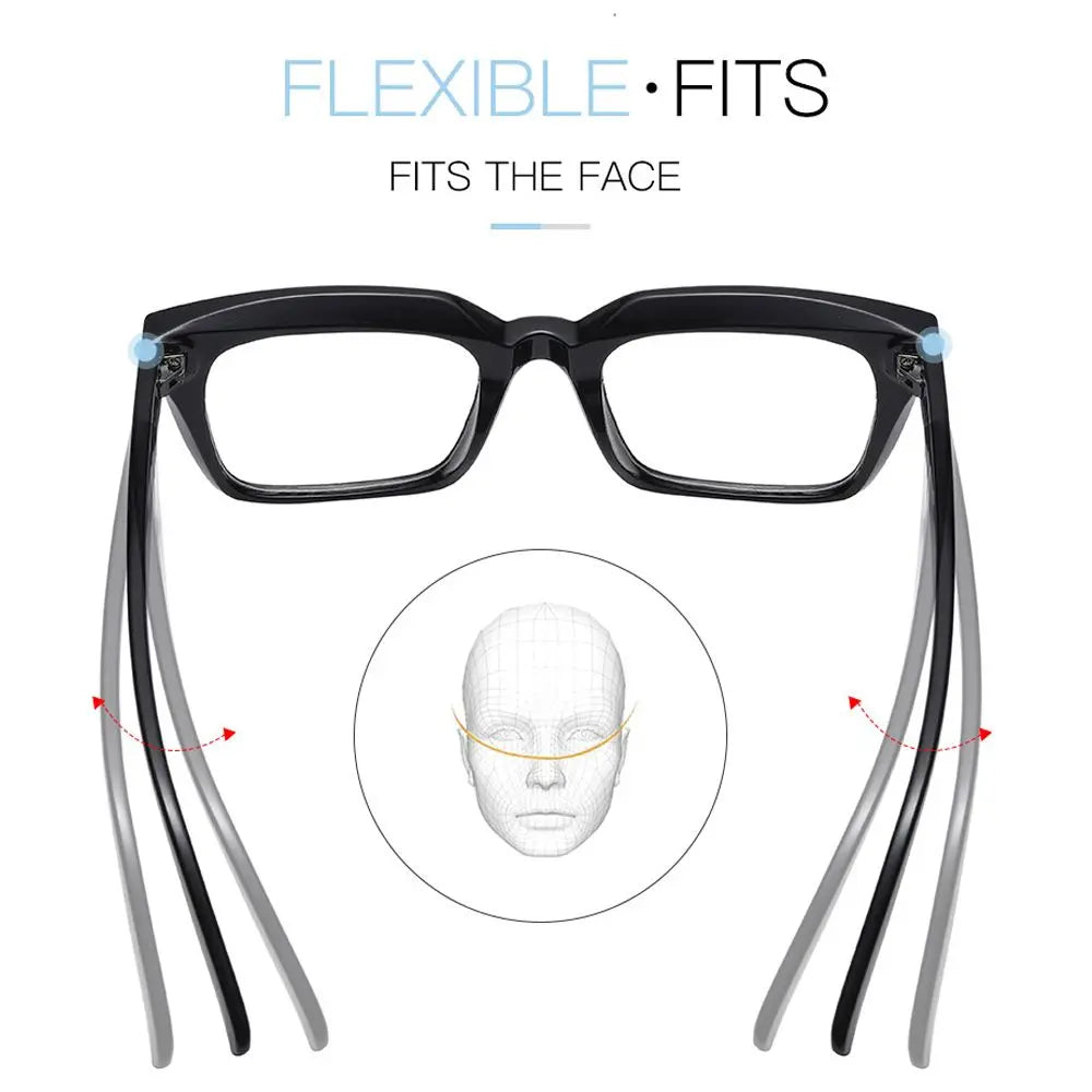 Men Women Fashion Oversized Square Reading Glasses Large Frame Presbyopia Eyeglasses Diopter +1.0~+3.0