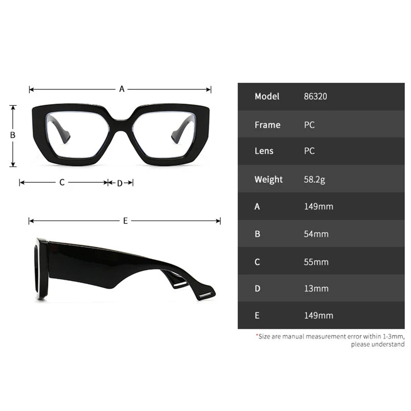 Brand Prescription Reading Glasses Frame Oversized Square Computer Transparent Women Eyeglasses Female Big Frame Optical Eyewear