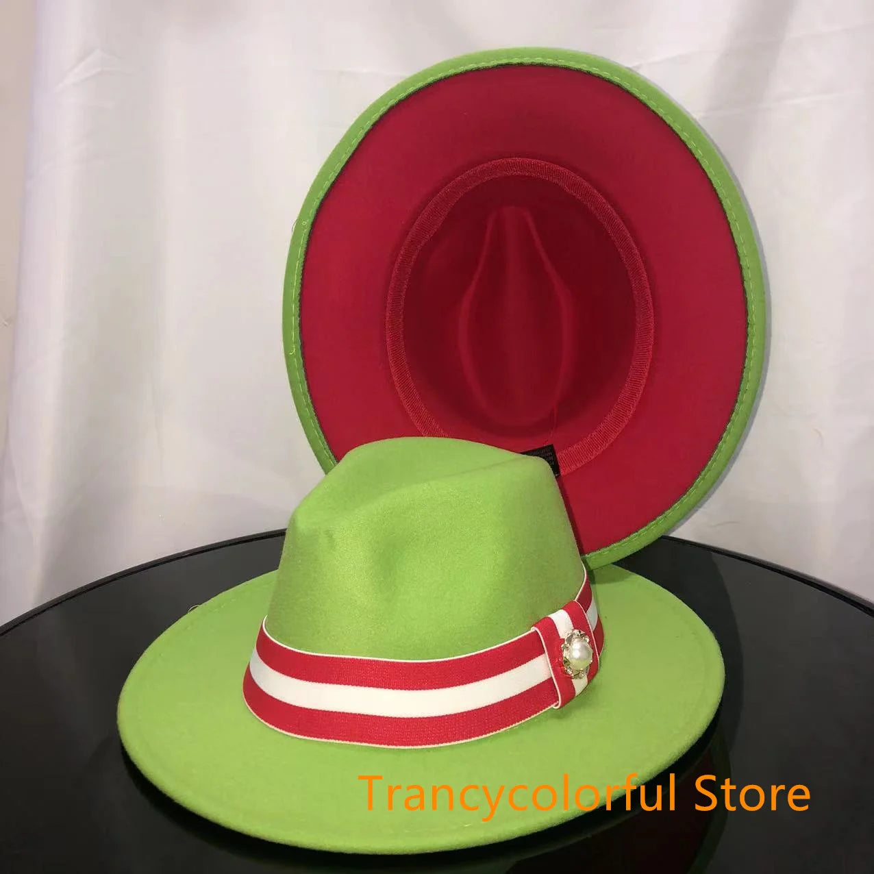 Fedora hat men and women jazz hat stretch ribbon accessories white top hat church men's winter