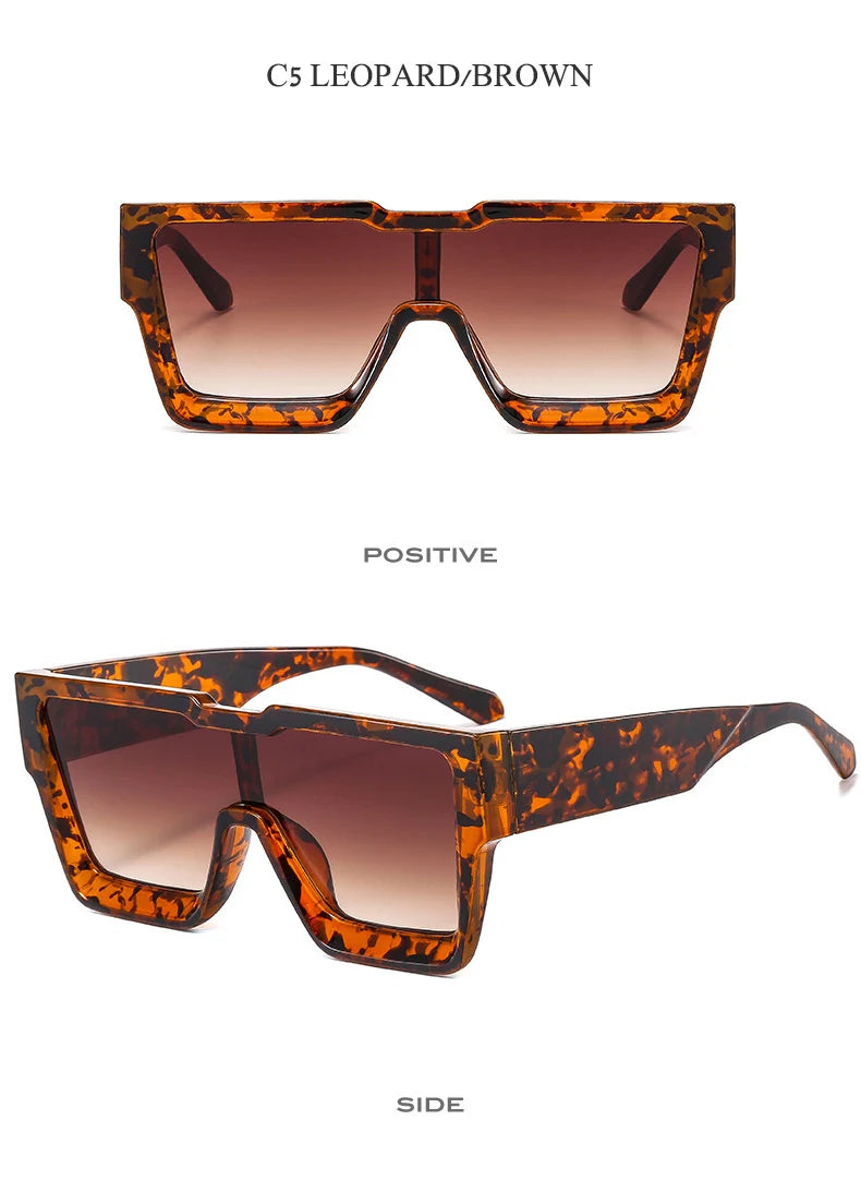 OEC CPO Oversized One Piece Sqaue Sunglasses Women Fashion Big Frames Sun Glasses For Men Brand Eyeglasses Ladies Eyewear UV400