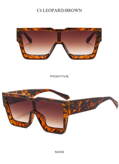 OEC CPO Oversized One Piece Sqaue Sunglasses Women Fashion Big Frames Sun Glasses For Men Brand Eyeglasses Ladies Eyewear UV400