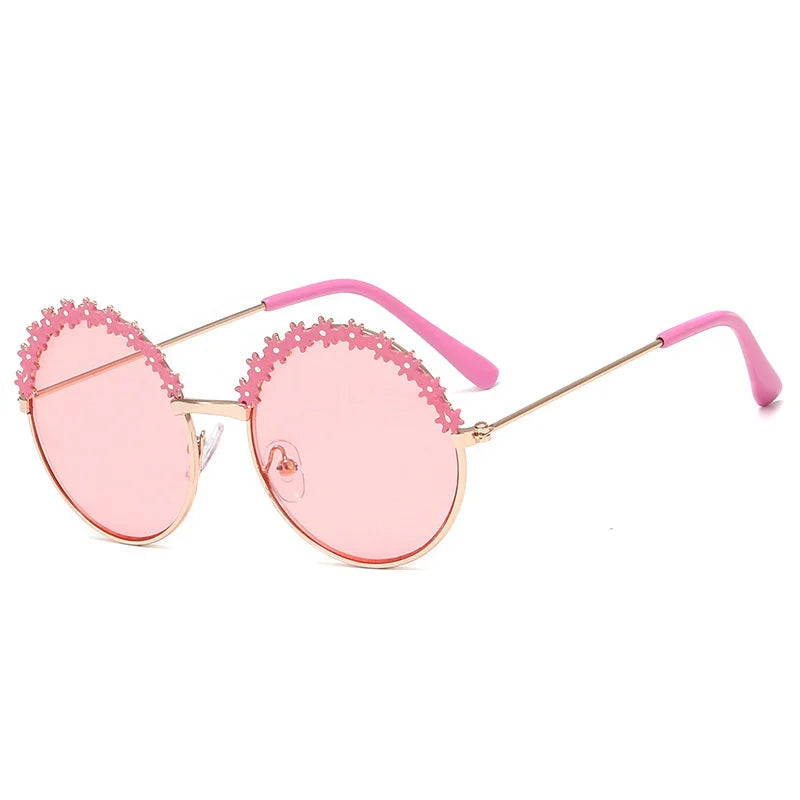 2025 Sunglasses children's glasses flower fashion New Sunglasses children's round children's Metal