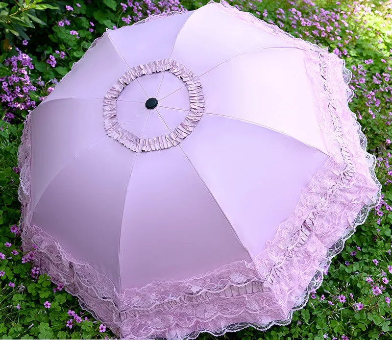 Lace Folding Umbrella Fashion UV Protection Parasol Princess Rain Umbrella Ultra Light Sun Umbrella Women