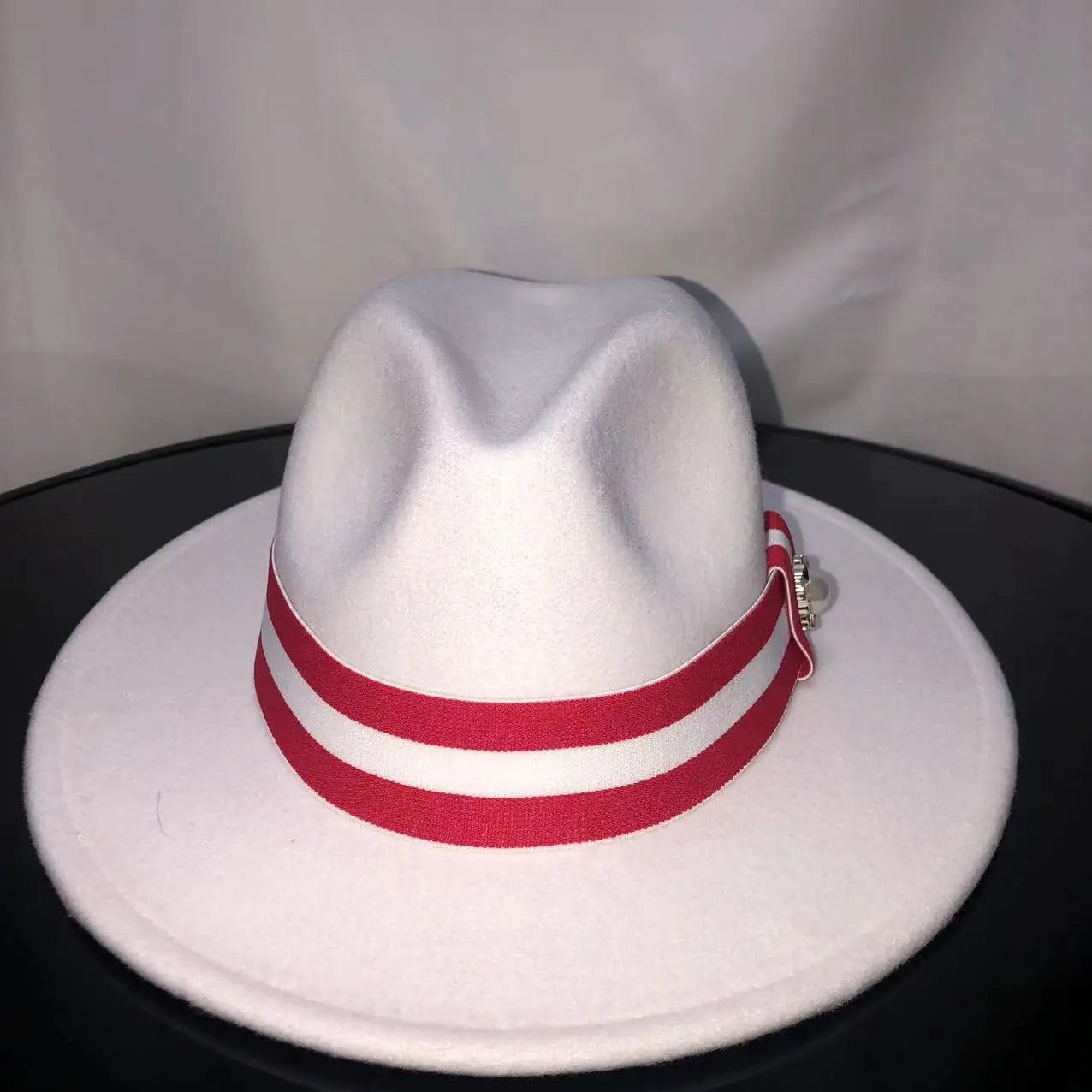 Fedora hat men and women jazz hat stretch ribbon accessories white top hat church men's winter