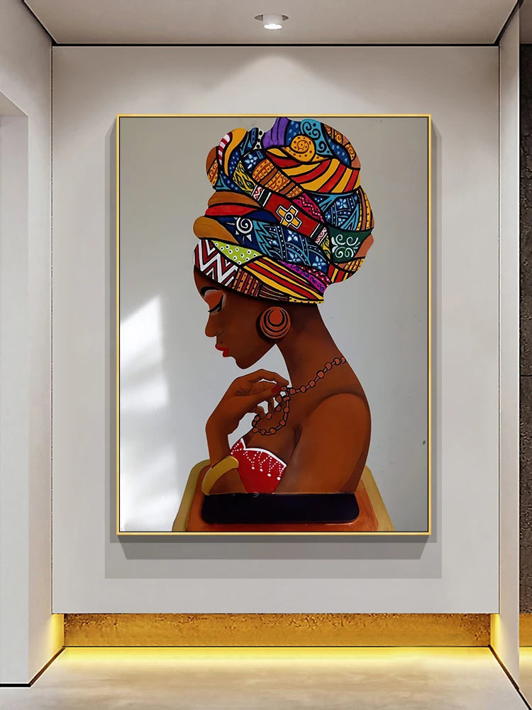 Abstract Figure Canvas Painting African Women Portrait Posters And Prints Wall Art for Living Room Home Decor Picture No Frame