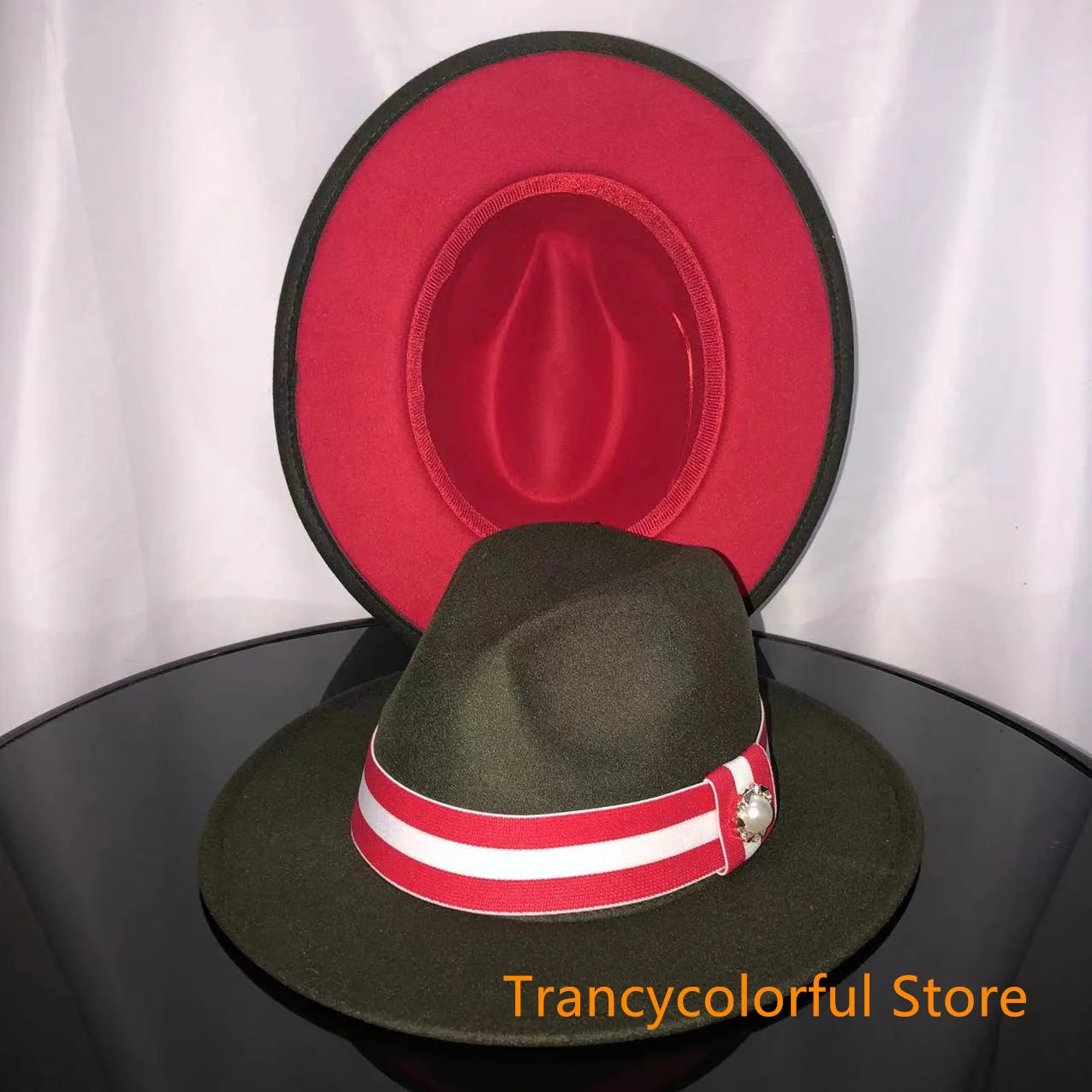 Fedora hat men and women jazz hat stretch ribbon accessories white top hat church men's winter