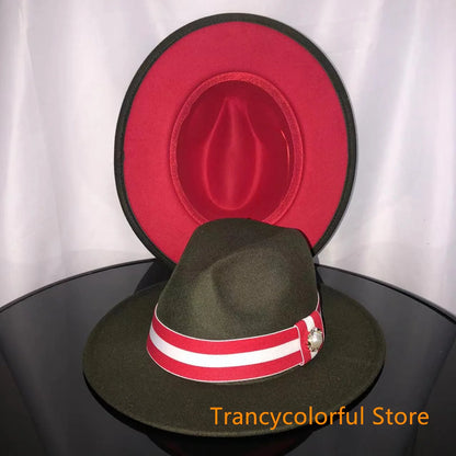 Fedora hat men and women jazz hat stretch ribbon accessories white top hat church men's winter