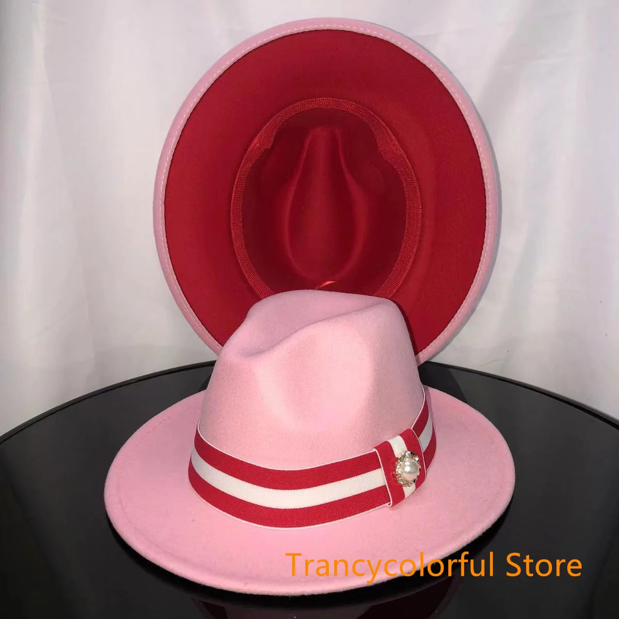 Fedora hat men and women jazz hat stretch ribbon accessories white top hat church men's winter