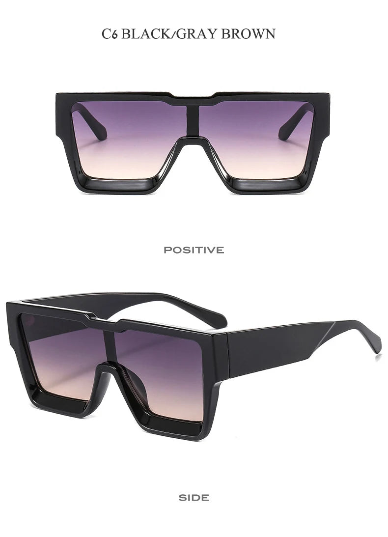 OEC CPO Oversized One Piece Sqaue Sunglasses Women Fashion Big Frames Sun Glasses For Men Brand Eyeglasses Ladies Eyewear UV400
