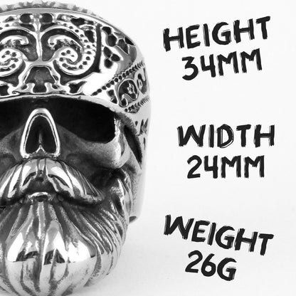 Big Beard Hippie Skull Stainless Steel Mens Rings Punk Hip Hop Cool for Male Boyfriend Biker Jewelry Creativity Gift