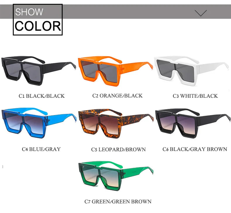 OEC CPO Oversized One Piece Sqaue Sunglasses Women Fashion Big Frames Sun Glasses For Men Brand Eyeglasses Ladies Eyewear UV400