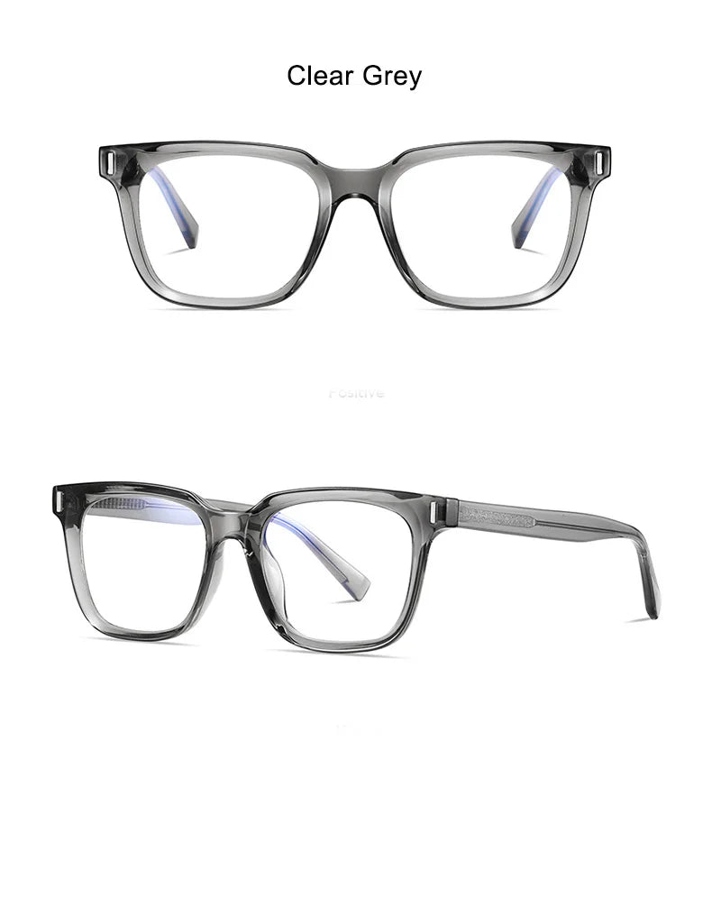 Square Transparent Gray Reading Glasses Men Fashion Computer Eyeglasses Women Blue Light Blocking Optics Presbyopic Glasses