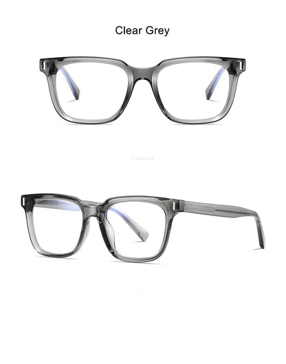 Square Transparent Gray Reading Glasses Men Fashion Computer Eyeglasses Women Blue Light Blocking Optics Presbyopic Glasses