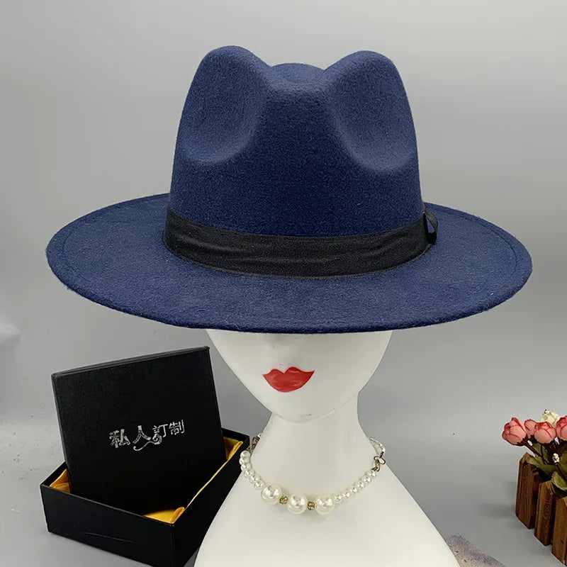 men hats feather men fedoras lady woolen felt church hat unisex  bowknot  jazz hat for men and women